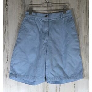 LL Bean Shorts Size 4 (25x9) Light Blue High Rise Pleated Cotton Bermuda Preppy